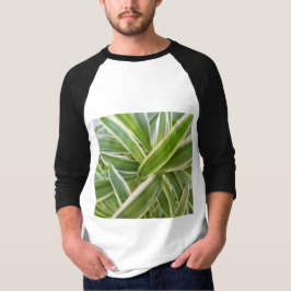 Grönt och vit skuggad Blommigt, Löv-design T Shirt