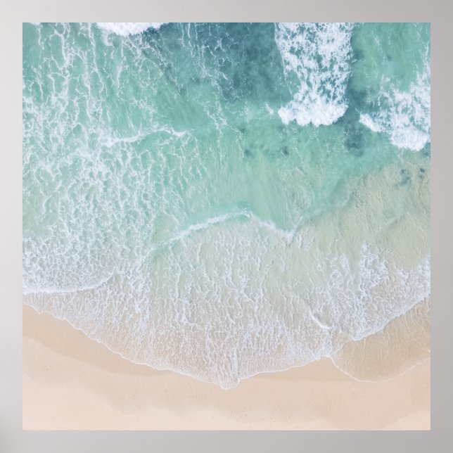 Grönt och vit Snöre-strand och kustland Poster (Framsidan)