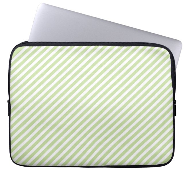 Grönt och vit stripe Laptop sleeve (Framsidan)