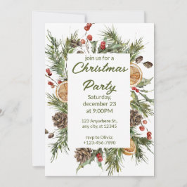 Grönt och vit vattenfärg jul Party Julkort