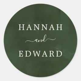 Grönt och vit vattenfärg runt klistermärke