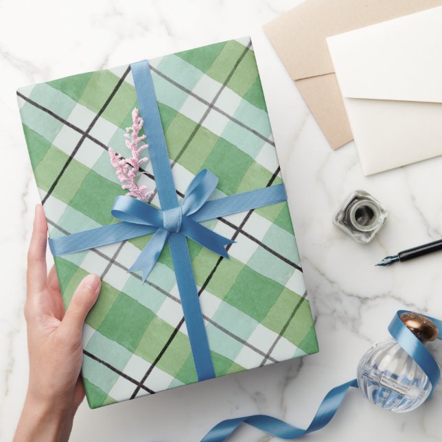 Grönt och vit vattenfärgspets presentpapper (Gifting)