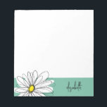 Grönt och vit visuell Daisy med Anpassningsbar Tex Anteckningsblock<br><div class="desc">En namn,  ett monogram eller en annan anpassningsbar biet. Om du vill flytta runt bilden klickar du på knappen Anpassa för att göra ändringar.</div>