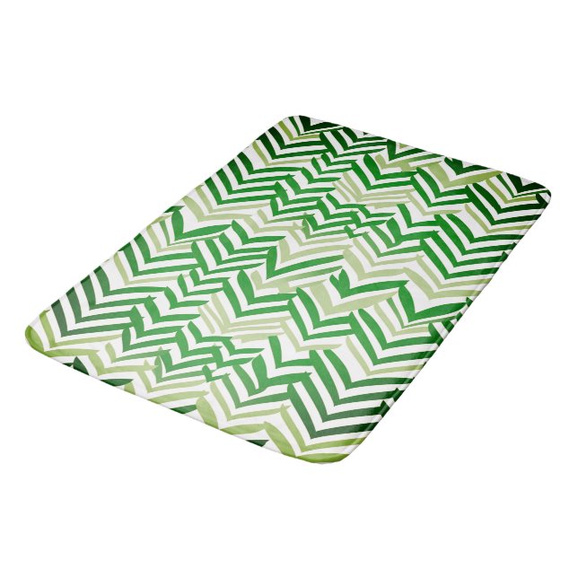 Grönt och vit ZigZag Badrumsmatta (Vinklad)