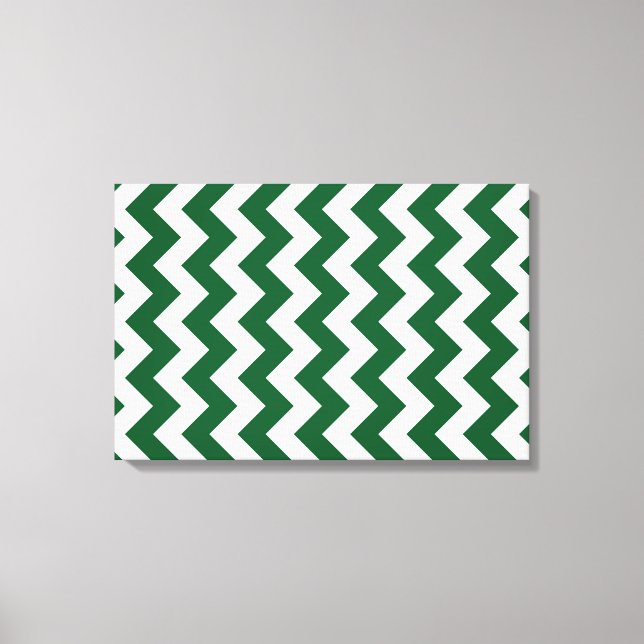 Grönt och vit Zigzag Canvastryck (Framsida)