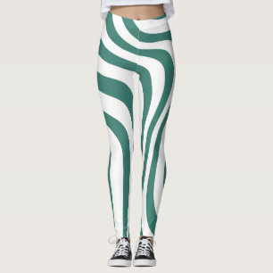 Grönt och vita baljväxter av mönster leggings