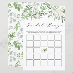 Grönt och Vita Blommor Bröllopsbröllop Bingo