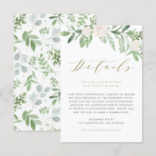 Grönt och vita blommor Bröllopsdetaljer Tilläggskort