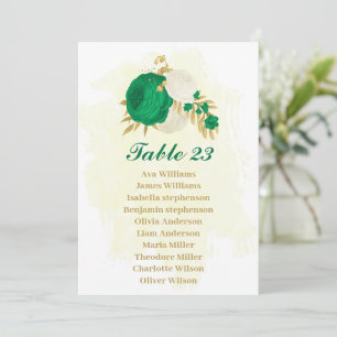grönt och vita blommor guld-platskort inbjudningar