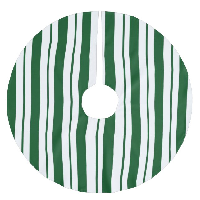 Grönt och Vita Candy cane Rand Julgransmatta Borstad Polyester (Framsidan)