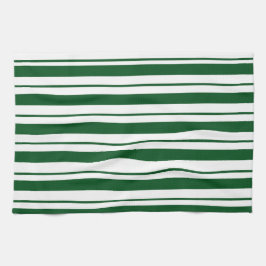 Grönt och Vita Candy cane Rand Kökshandduk