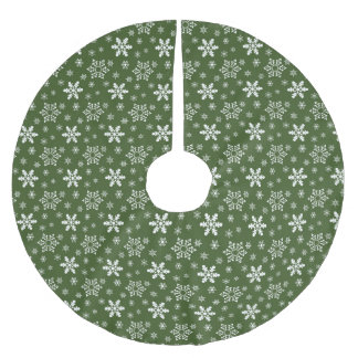 GRÖNT OCH VITA CHRISTMAS SNOWFLAKE MÖNSTER JULGRANSMATTA BORSTAD POLYESTER