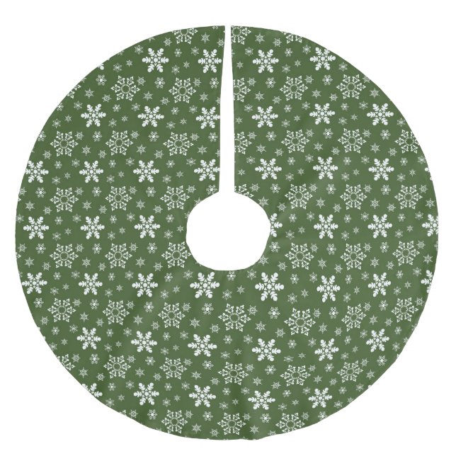 GRÖNT OCH VITA CHRISTMAS SNOWFLAKE MÖNSTER JULGRANSMATTA BORSTAD POLYESTER (Framsidan)
