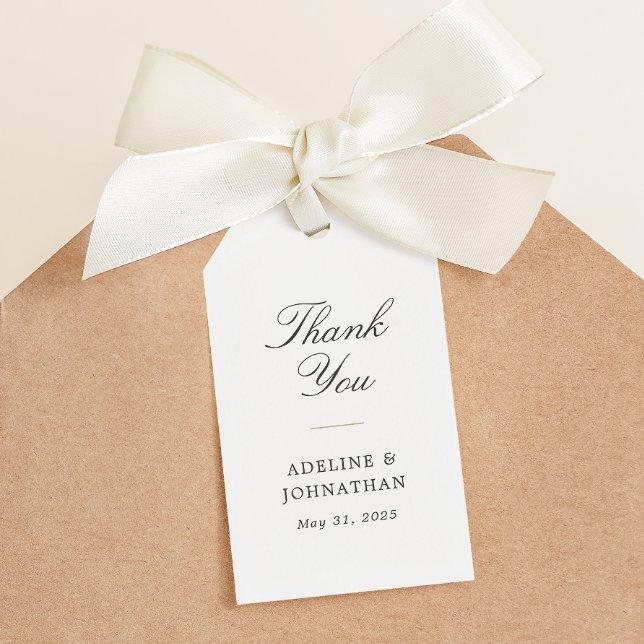 Grönt och Vita Elegant bröllop Tack Presentetikett (Skapare uppladdad)