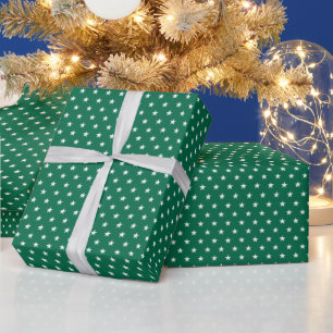 Grönt och Vita moderna stjärnor jul Presentpapper