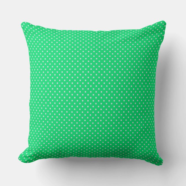 Grönt och Vita Polka dots Dekorativ kudde (Framsida)