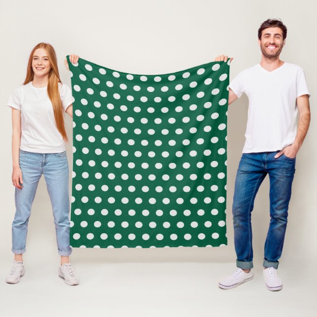 Grönt och Vita Polka dots Fleecefilt (På plats)