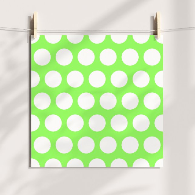 Grönt och Vita Polka dots Fototryck (Green and White Polka Dots Photo Print)