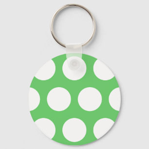 Grönt och Vita Polka dots Nyckelring