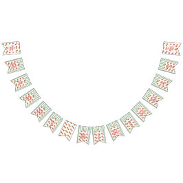 Grönt och Vita Rand jordgubben Grattis på födelsed Vimplar