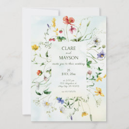 Grönt och Vita Romantik Rustic Summer Bröllop Inbjudningar