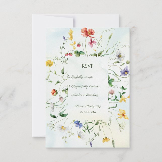 Grönt och Vita Romantik Rustic Summer Bröllop OSA Kort (Framsida)