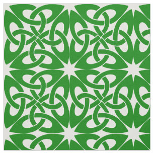 Grönt- och vitCelticKnotwork mönster Tyg