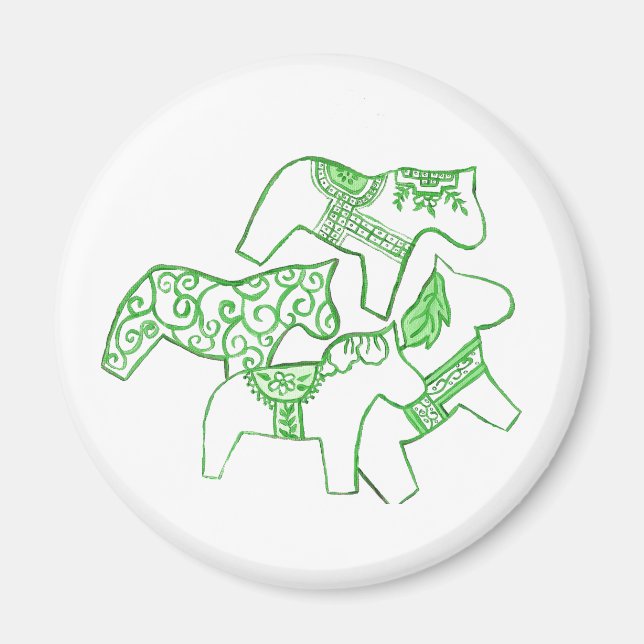 Grönt- och vithästmagnet magnet (Framsidan)