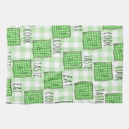 Grönt och vitkontroller kökshandduk