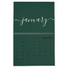 Grönt och vitminimalistisk 2024 kalender