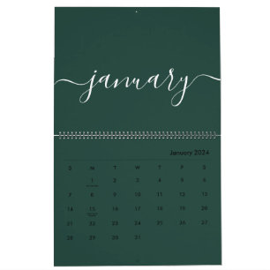 Grönt och vitminimalistisk 2024 kalender