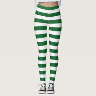 Grönt- och vitrandar leggings
