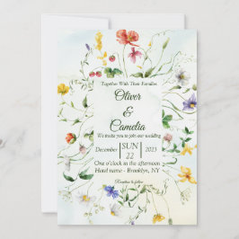 Grönt och vitrosblomma sommaren Bröllop Inbjudningar