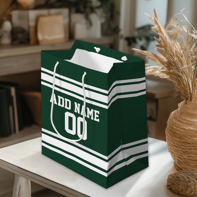 Grönt och vitstrimlad sport Jersey-Personlig (Custom Gift Bag)