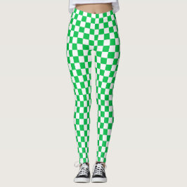 Grönt- och vitstyrda spandex-lager leggings