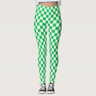 Grönt- och vitstyrda spandex-lager leggings