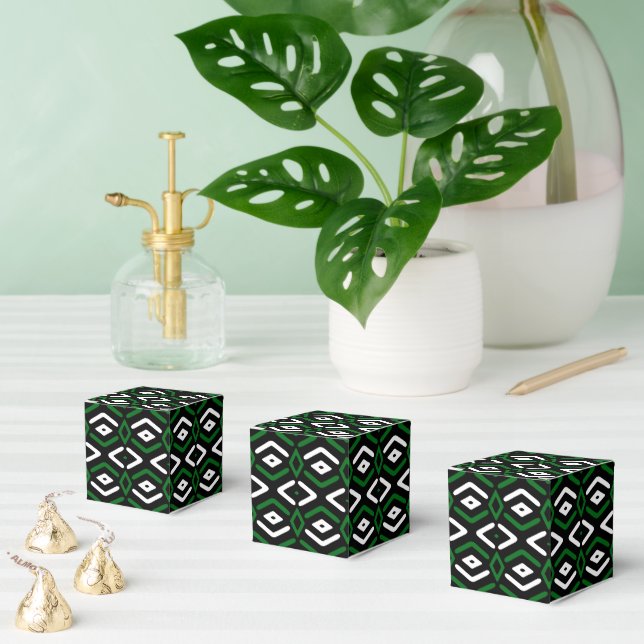 Grönt och vitt afrikanskt inspirerat geometriskt m presentaskar (Multipel)