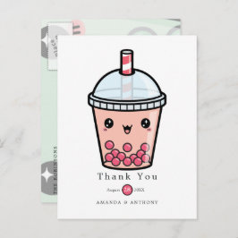  Grönt och vitt akvafärg blomstermönster tack för  Vykort