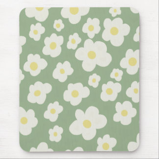 Grönt och vitt blomster musmatta