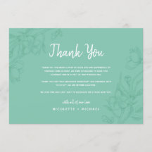 Grönt och vitt blomsterbröllop tackkort