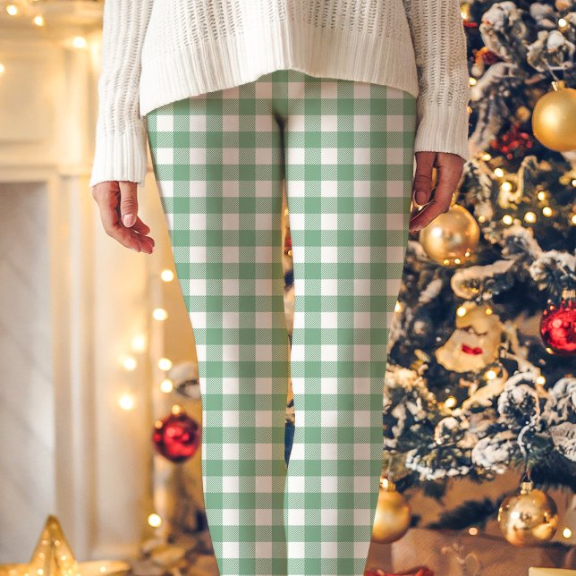 Grönt och Vitt Buffalo Rutigt Jul Leggings (Skapare uppladdad)