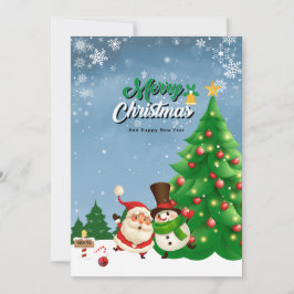 Grönt och vitt färgat God jul Julkort