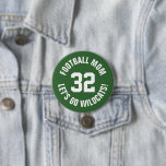 Grönt och vitt fotbollsnummer Mamma Jersey Knapp<br><div class="desc">Skål på ditt favoritlag, fotbollsspelare eller visa upp ditt pride med en anpassningsbar personlig-spritknapp! Lägg till din skola namn eller anpassa dig med spelarens namn och jersey-nummer. Perfekt för fotboll, basket, baseboll och fotbollsspel! Skapa anpassningsbar stift för hela teamet, cheerleadership, föräldrar och syskon till bära på speldagen. Klicka på Anpassa...</div>