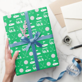 Grönt och vitt Golf Bollar, karts och Klubbar Presentpapper