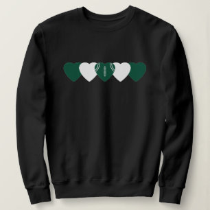 Grönt och Vitt Hjärta Fotboll Mörk T Shirt