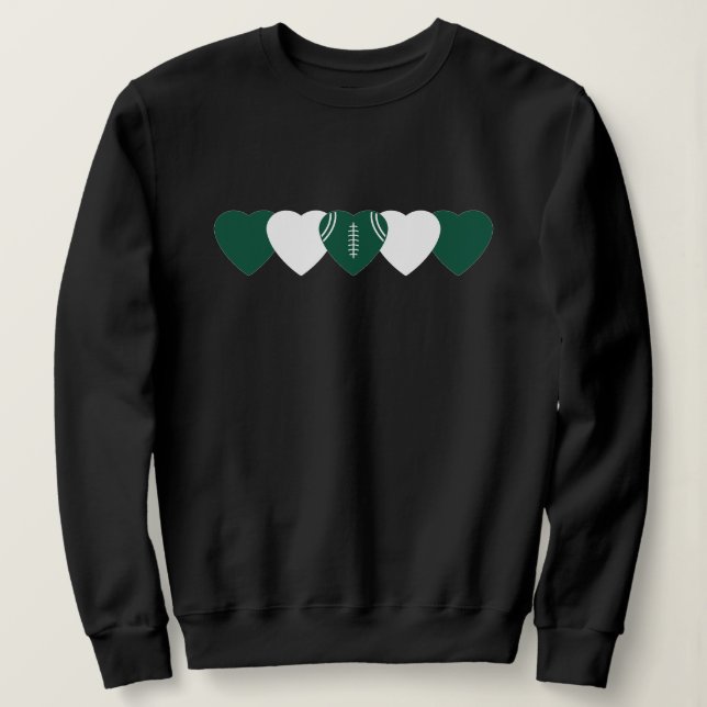 Grönt och Vitt Hjärta Fotboll Mörk T Shirt (Design framsida)