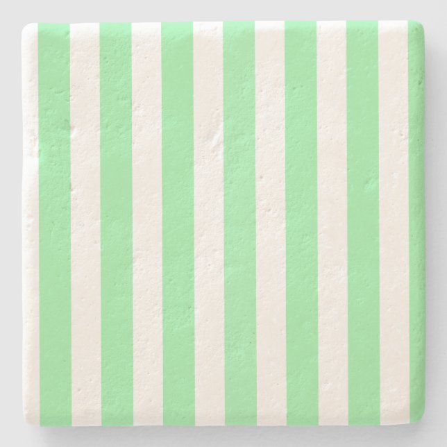 Grönt och vitt kandy rand stenunderlägg (Framsidan)