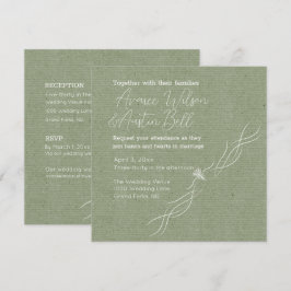 Grönt och vitt minimalistiskt Bröllop Inbjudningar