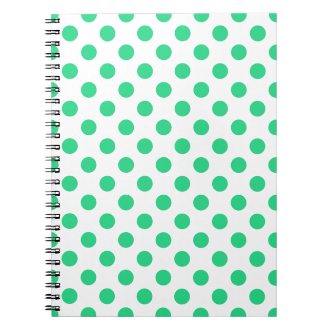 Grönt och vitt polka dots anteckningsbok (Framsidan)