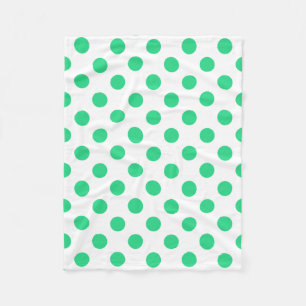 Grönt och vitt polka dots fleecefilt